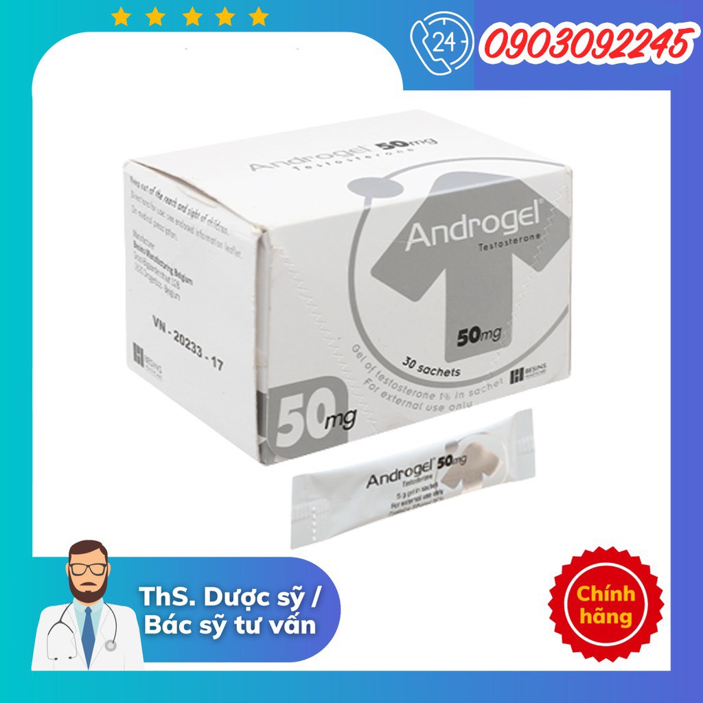 Thuốc bôi Androgel 50mg Besins 30 gói giá bao nhiêu, mua ở đâu?