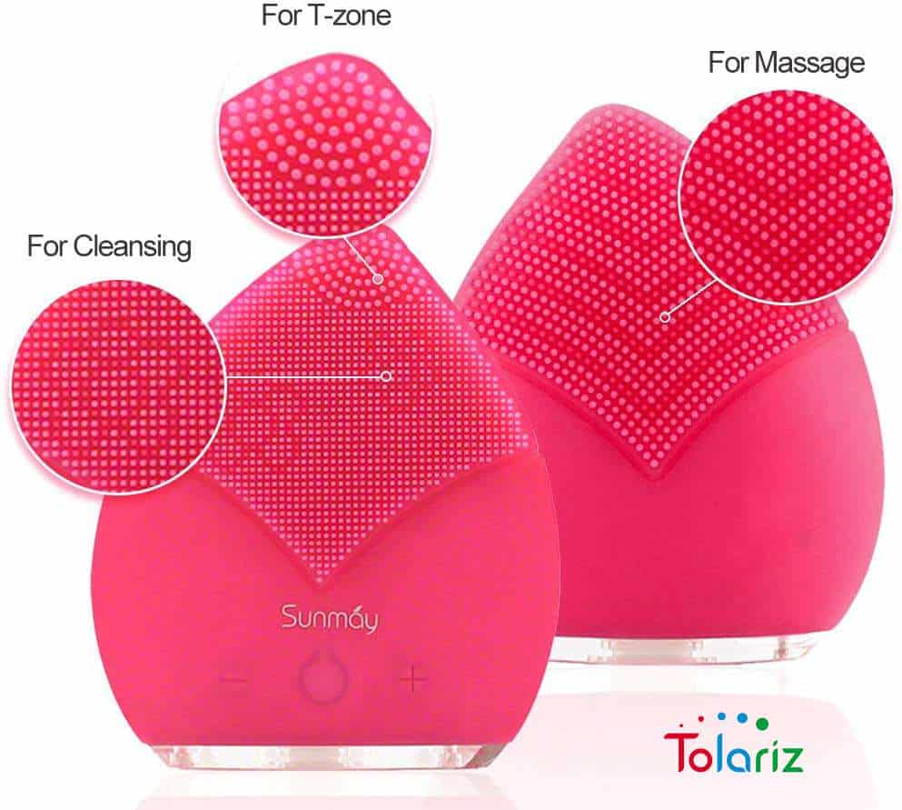 Máy rửa mặt Sunmay được sản xuất theo công nghệ Nhật Bản, với hình dáng như một chiếc lá nên có thể tẩy sạch các chất bụi bẩn ở mọi vùng trên da từ sóng mũi, cạnh mũi đều có thể len lỏi vào để tẩy sạch các bụi bẩn trên da.