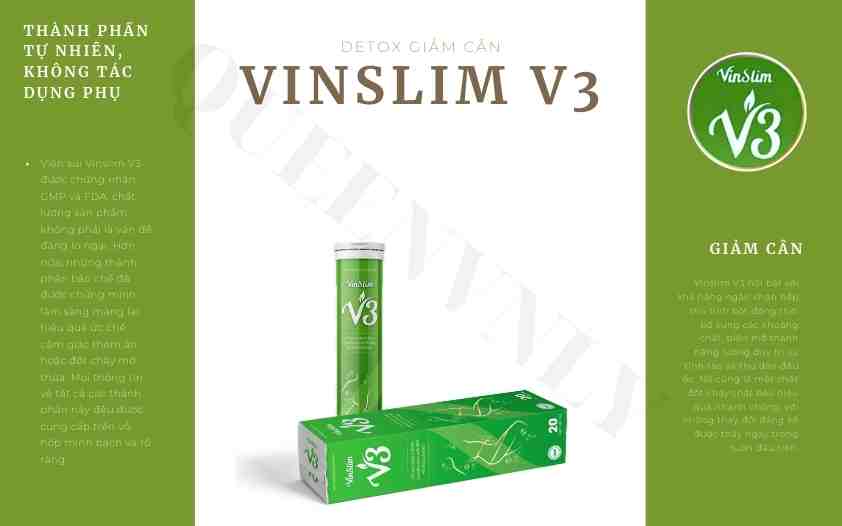 Viên sủi giảm cân Vinslim V3 tuýp 20 viên